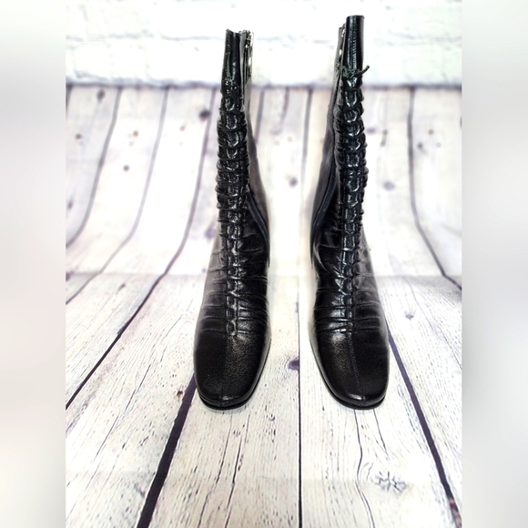 Smalto Black Mid-calf ruched boots, Size 38, Black - Picture 3 of 17